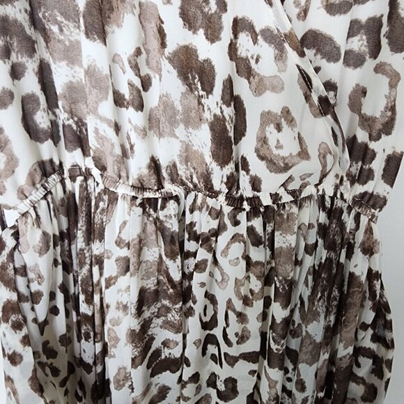 Vici Diana Leopard Print V Neck Flowy Maxi Dress  Brown White Small - Picture 8 of 16